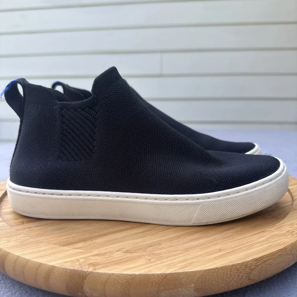 Rothy's The Chelsea Ankle Boot Womens 7.5 Black Slip On Washable Knit